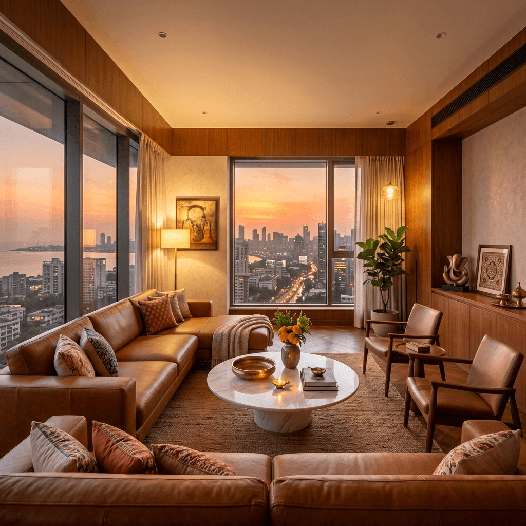 Sweet Nest Living Room Sunset View